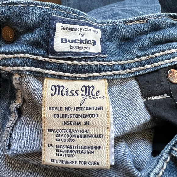 Miss Me Easy Straight JE5014ET38R Jeans Stonewood Wash Size 31 (altered) - Picture 9 of 10